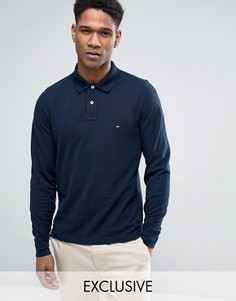 Темно-синее поло из пике с длинными рукавами и логотипом Tommy Hilfiger эксклюзивно для ASOS - Темно-синий