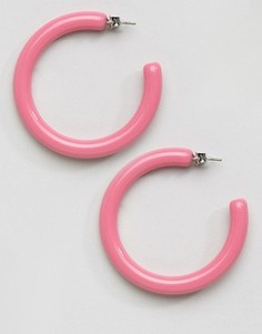 Неоновые серьги-кольца Monki - Розовый