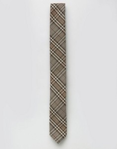 Коричневый узкий галстук в клетку ASOS - Коричневый