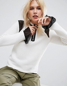 Джемпер в рубчик на молнии ASOS - Кремовый