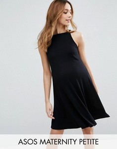 Свободное платье мини в рубчик ASOS Maternity PETITE - Черный