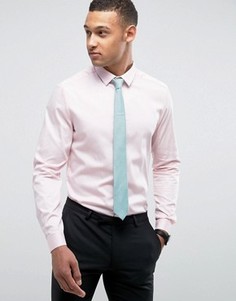 Розовая узкая рубашка из эластичного сатина ASOS WEDDING - Розовый
