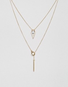 Ярусное ожерелье с подвесками в виде треугольника и стерженька Johnny Loves Rosie - Золотой
