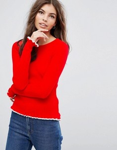Джемпер в рубчик с оборкой ASOS - Красный
