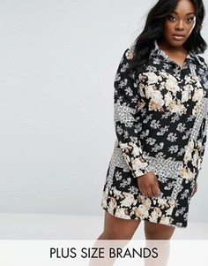 Платье-рубашка в стиле пэтчворк Boohoo Plus - Мульти
