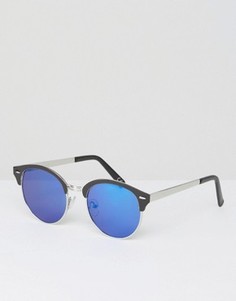 Черные солнцезащитные очки в стиле ретро с зеркальными стеклами ASOS - Черный