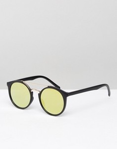 Круглые солнцезащитные очки с плоскими стеклами ASOS - Черный