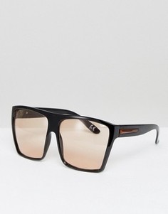 Большие квадратные солнцезащитные очки со светло-коричневыми стеклами ASOS - Черный