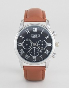 Часы-хронограф с коричневым кожаным ремешком Reclaimed Vintage Inspired - Коричневый