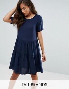 Ярусное свободное платье с оборкой Vero Moda Tall - Темно-синий