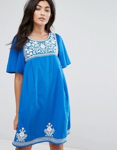 Платье с цветочной вышивкой YMC - Синий