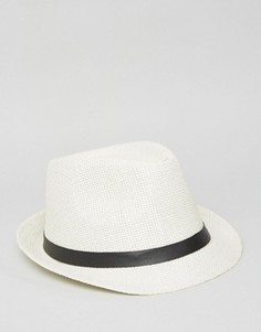 Соломенная шляпа с ремешком 7X - Белый