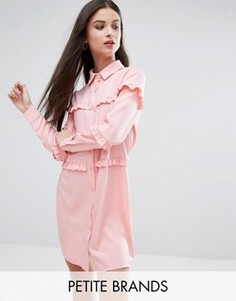 Платье-рубашка с оборками Boohoo Petite - Розовый