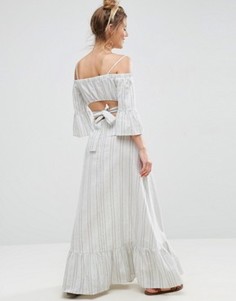 Платье макси в полоску с открытой спиной ASOS - Мульти