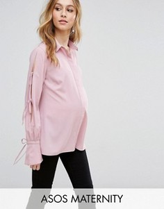 Блузка с завязками на рукавах ASOS Maternity - Розовый