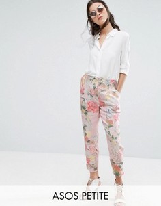 Узкие брюки с восточным цветочным принтом ASOS PETITE - Мульти