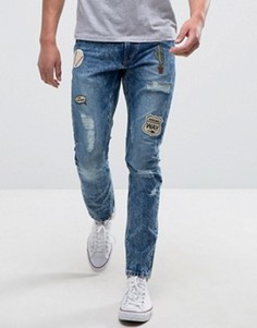 Узкие джинсы с нашивками Only & Sons - Синий