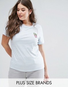 Трикотажная футболка в полоску с нашивкой-кактусом Alice & You - Мульти