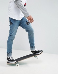 Джинсы скинни с вышивкой ASOS X LOT STOCK & BARREL - Синий