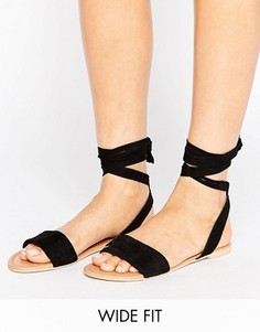 Кожаные сандалии на шнуровке для широкой стопы New Look - Черный