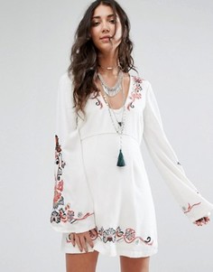 Платье с расклешенными рукавами Free People Holiday Folk - Белый