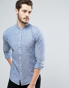 Обтягивающая рубашка из шамбре с воротником на пуговицах Abercrombie & Fitch - Синий