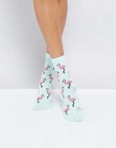 Пушистые носки с фламинго ASOS - Зеленый
