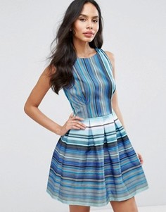 Короткое приталенное платье в полоску Closet London - Синий