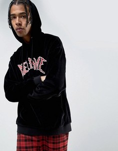 Велюровый oversize-худи с вышитой надписью ASOS - Черный