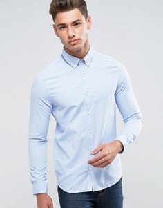 Строгая узкая рубашка с двойным воротником Burton Menswear - Синий