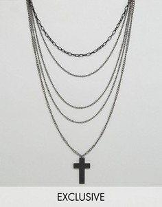 Ожерелье с подвеской-крестом Reclaimed Vintage Inspired - Черный