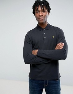 Однотонная футболка-поло с длинными рукавами Lyle & Scott - Черный
