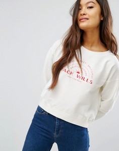 Укороченный свитшот с длинными рукавами и логотипом Jack Wills - Белый