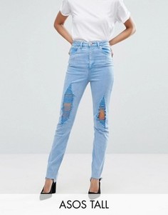 Узкие джинсы в винтажном стиле с завышенной талией ASOS TALL FARLEIGH - Синий