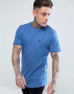 Удлиненная футболка с отворотами на рукавах и логотипом Wetts - Темно-синий
