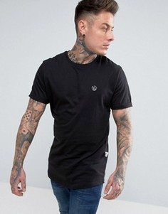 Удлиненная футболка с отворотами на рукавах и логотипом Wetts - Черный