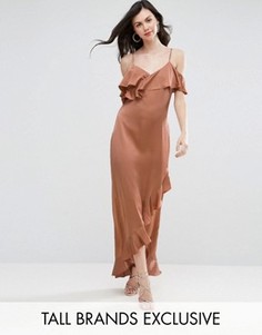 Платье макси на тонких бретельках с оборками Y.A.S. Studio Tall Fielle - Оранжевый