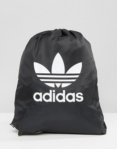 Черный рюкзак на шнурке с логотипом-трилистником adidas Originals - Черный