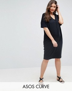 Свободное платье с планкой на пуговицах ASOS CURVE - Черный