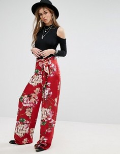 Широкие брюки с цветочным принтом Missguided - Мульти