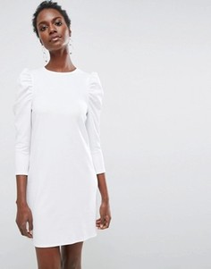 Креповое платье мини с пышными рукавами ASOS - Белый