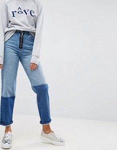Прямые джинсы с завышенной талией и открытой молнией ASOS - Синий