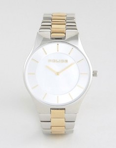 Мужские часы с серебристо-золотистым браслетом из нержавеющей стали и перламутровым циферблатом Police Splendor - Серебряный