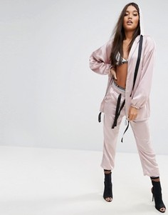 Атласные джоггеры с подвернутыми манжетами Missguided Londunn - Розовый