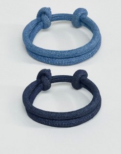 Набор джинсовых браслетов в веревочном стиле ASOS - Синий