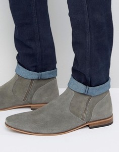 Серые замшевые ботинки челси с двумя молниями ASOS - Серый
