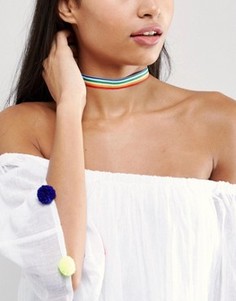 Радужное ожерелье-чокер в виде ленты ASOS - Мульти