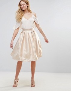 Короткая расклешенная юбка металлик Forever Unique - Золотой