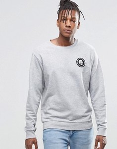 Серый меланжевый свитшот с круглым вырезом и маленьким черепом Cheap Monday Per - Серый