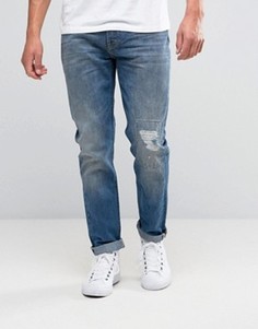 Синие суженные джинсы с эффектом потертости Lee Arvin - Синий